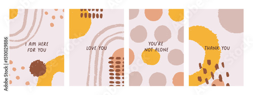 Doodle and scribble shapes on modern posters set. Abstract card designs, post...