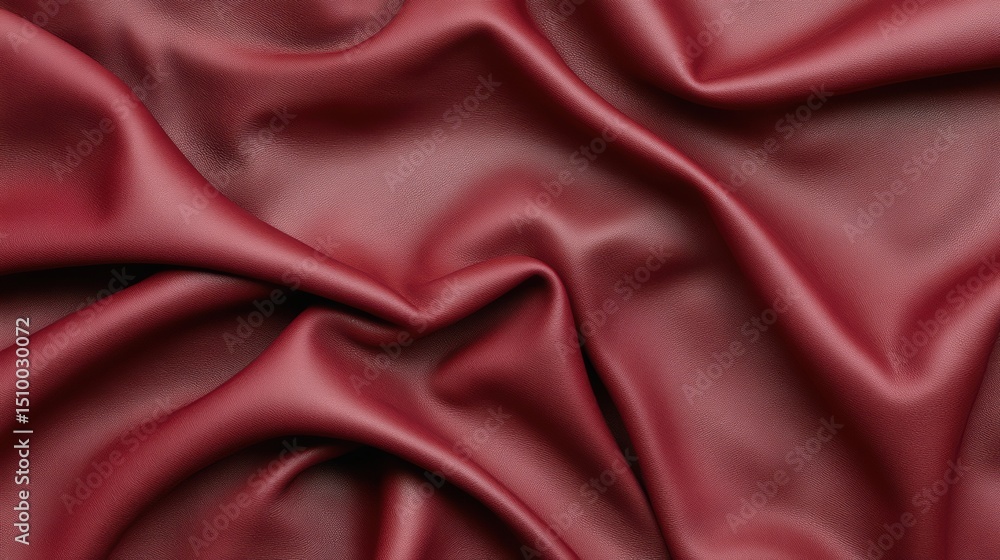 Obraz premium Burgundy Leather Texture: A close-up shot showcasing the luxurious texture of burgundy leather, with elegant folds and shadows.