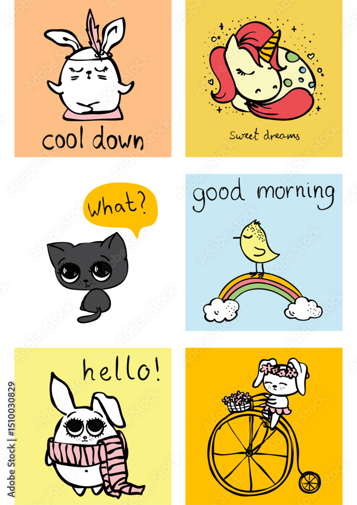 Fototapeta premium Cute animals card set 