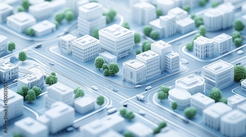 A meticulously crafted miniature city a haven of modern architectural dreams nestled among lush verdant trees in soft