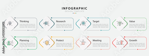 Timeline Creator infographic template. 8 Step timeline journey, calendar Flat simple infographics design template. presentation graph. Business concept with 8 options, gantt vector illustration.