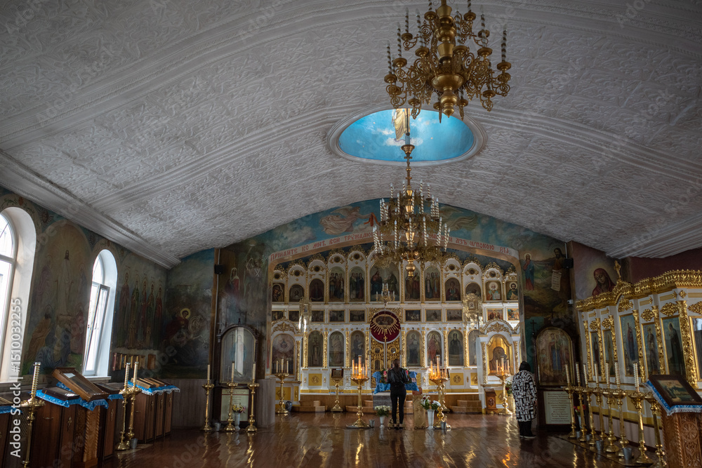 Obraz premium Saint Simeon Orthodox church (Симеоновская Православная Церковь), interior. Nalchik, Russia.