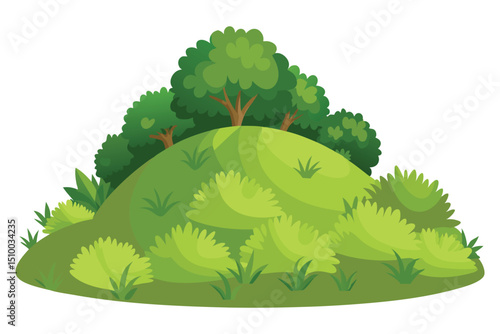 Hill with bushy shrubs