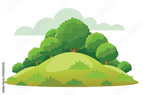 Hill with bushy shrubs
