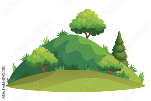 Hill with bushy shrubs