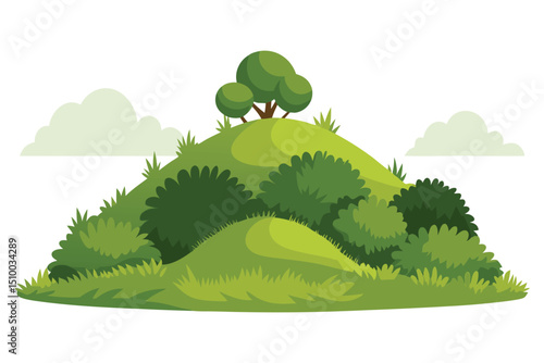 Hill with bushy shrubs