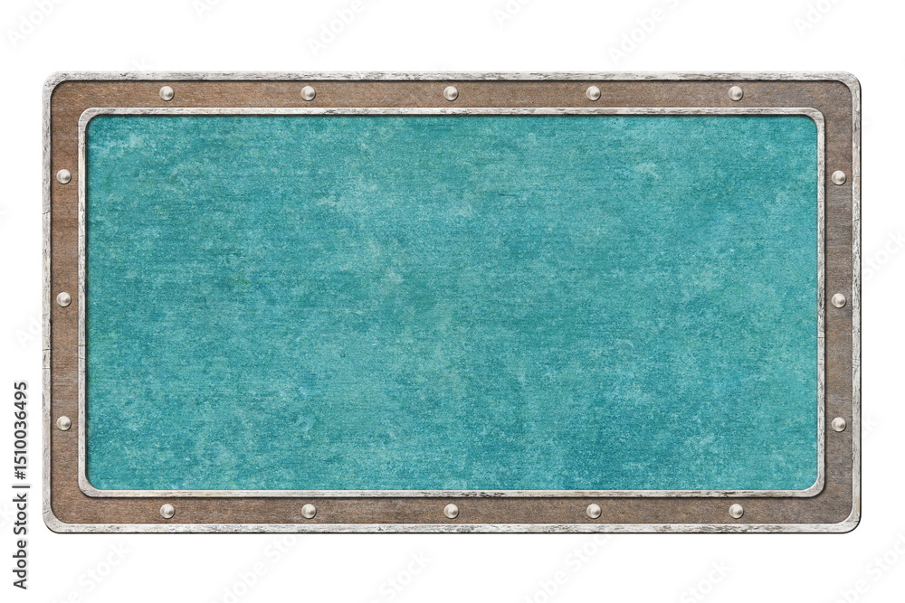 Fototapeta premium vintage signboard with green texture isolated on white