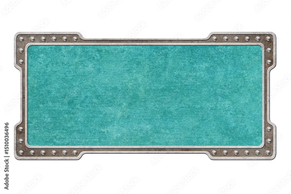 Fototapeta premium vintage shield with green texture isolated on white