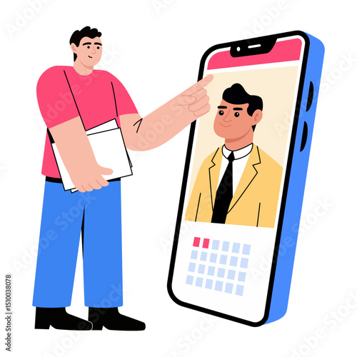 Flat style illustration showing a potential job applicant