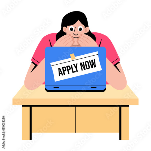 Flat style illustration depicting apply now for job