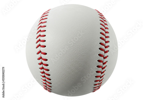 Isolated Clean White Baseball with Prominent Red Stitching