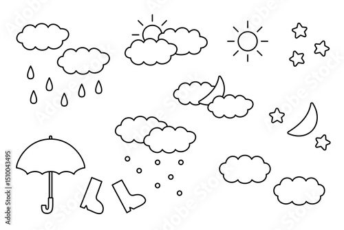 シンプルでかわいい天気のイラストセット