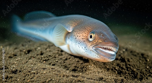 High-Resolution Close-up of a Primitive Hagfish Marine Creature