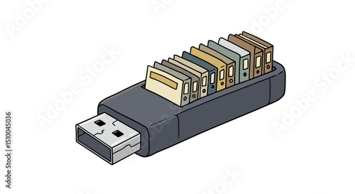 USB flash drive with multiple storage compartments on a white background
