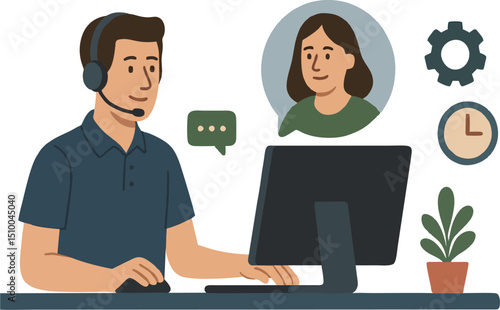 Illustrated tech support Connecting people and systems