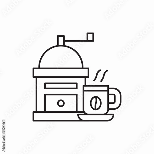 Coffee grinder brewing machine icon vector sign