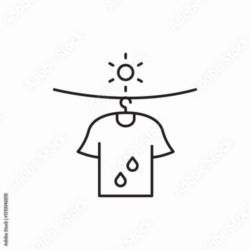 Sun drying clean clothes icon vector sign