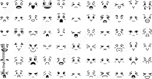 Japanese Anime Emotion Faces Icons