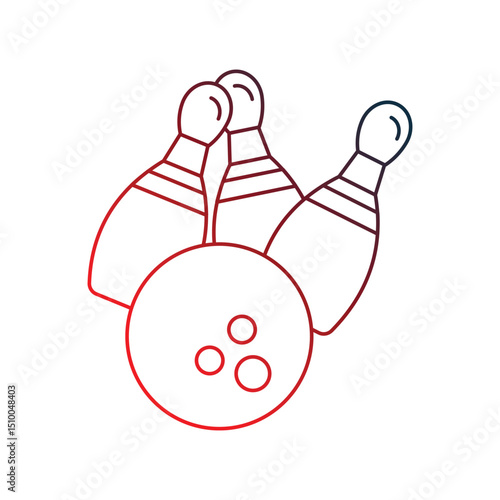 bowling gradient outline icon with white background vector stock illustration