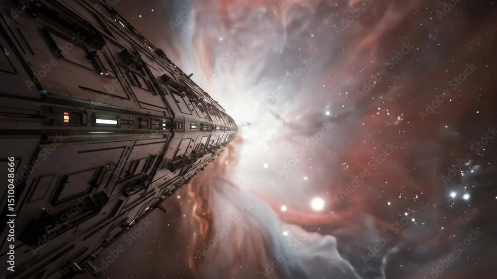 Spaceship Traversing a Vibrant Nebula in Deep Space Spaceship Traversing a Vibrant Nebula in Deep Space