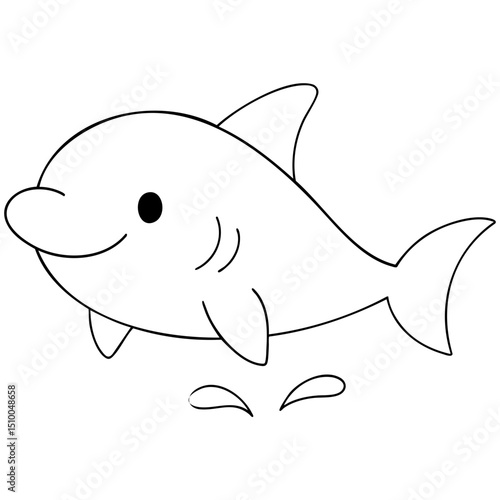 Shark sea animal cute hand drawing kawaii illustration element