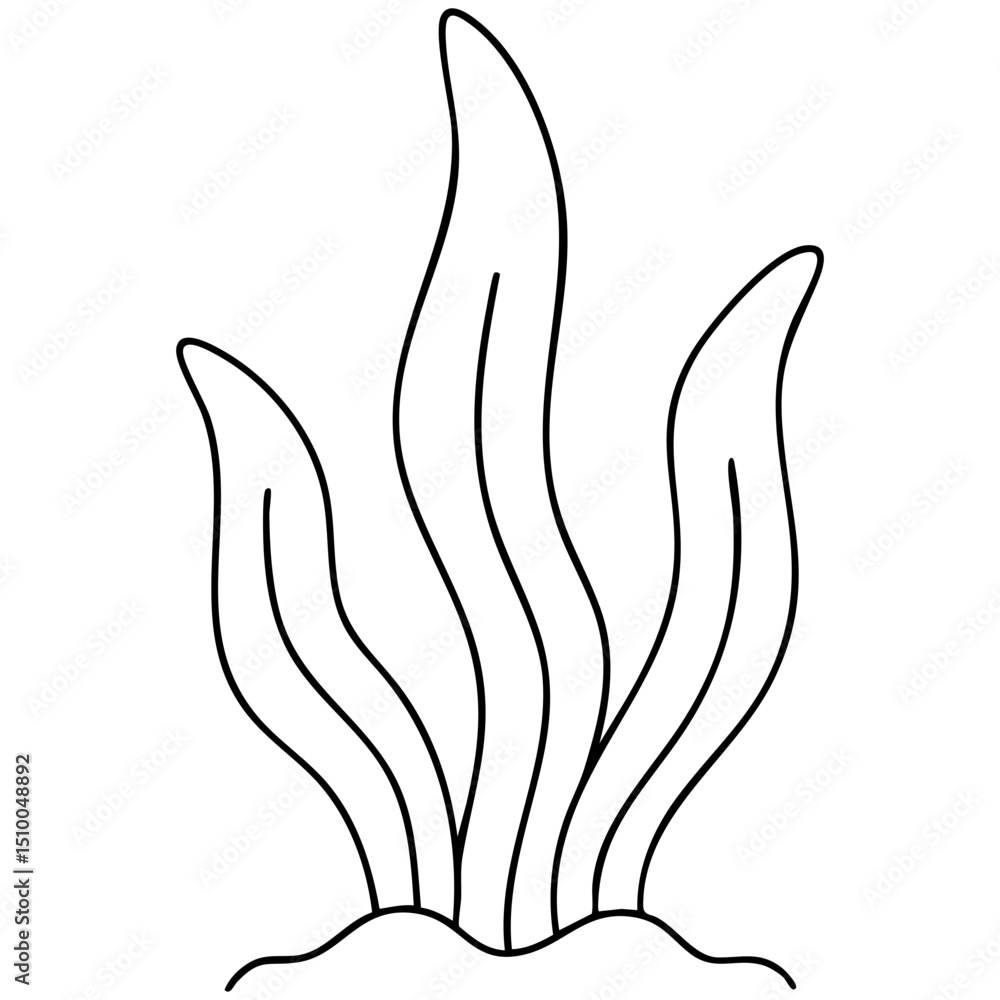 Obraz premium sea plants cute hand drawing kawaii illustration element