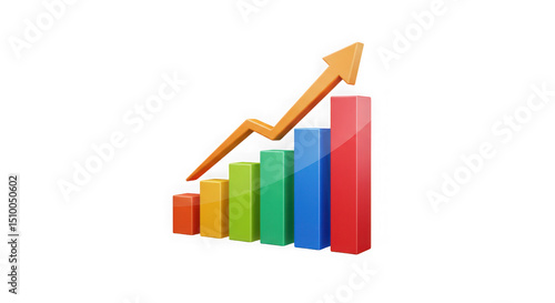Bright 3D bar graph symbolizing business data, finance, and growth metrics. Free Download Bright 3D bar graph symbolizing business data, finance, and growth metrics. - GFXLoad