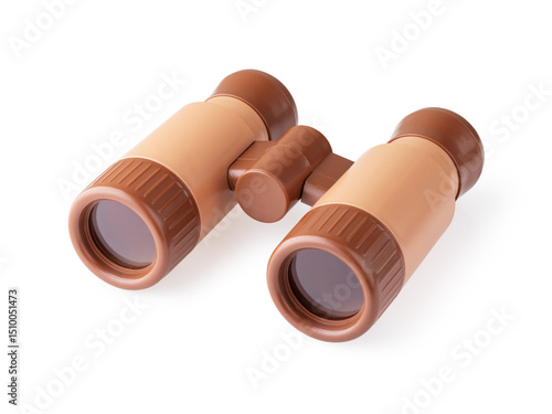 Children's toy binoculars made of plastic isolated on white background