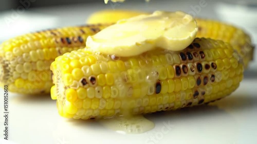 Buttered Corn On The Cob Close Up For Summer Bbq