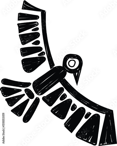 Ancient tribal logo bird Mexican aztec icons animals decoration mayan pattern recent vector collection