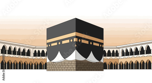 Islamic Holy Kaaba Mosque Mecca Illustration Architectural Design & Religious Significance