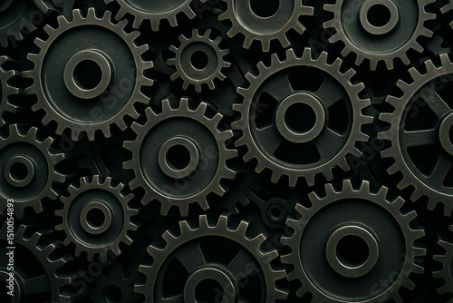 Wallpaper Mural Close-up of dark metallic gears in industrial setup. Generative AI Torontodigital.ca