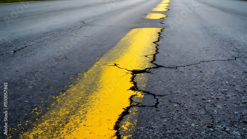 Wide Road Perspective with Yellow Divider
