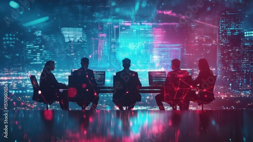 A motivational image of an IT team conducting a sprint planning session for software development.