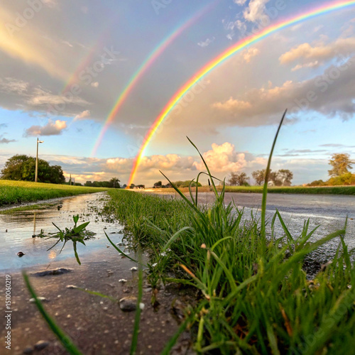 rainbow over the road