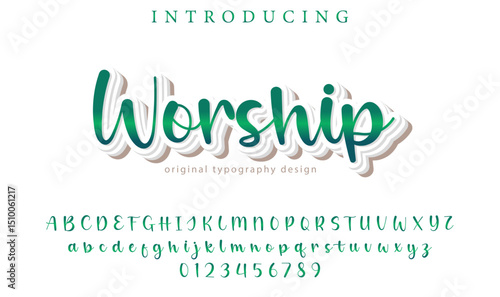 Worship Font Stylish brush painted an uppercase vector letters, alphabet, typeface