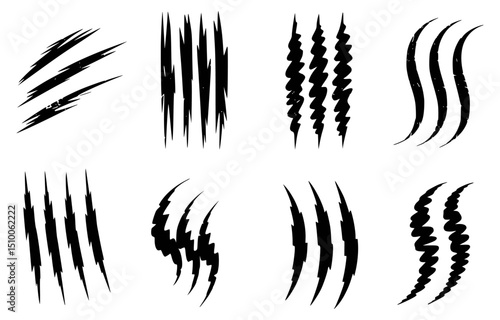 Black scratch marks vector set for design elements