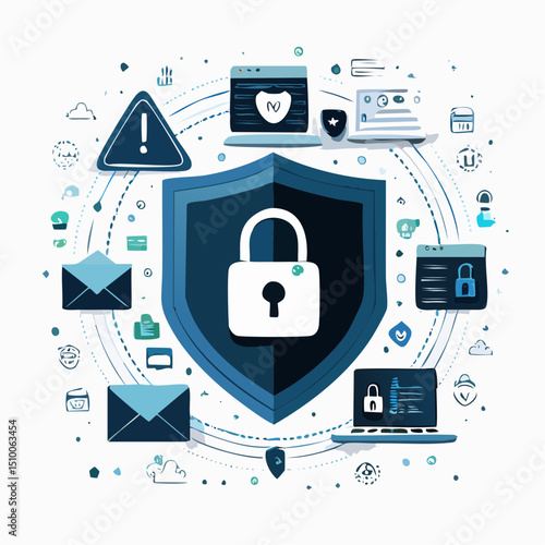 Cybersecurity Shield Protecting Data & Preventing Cybercrime with Advanced Encryption and Dark Web Monitoring