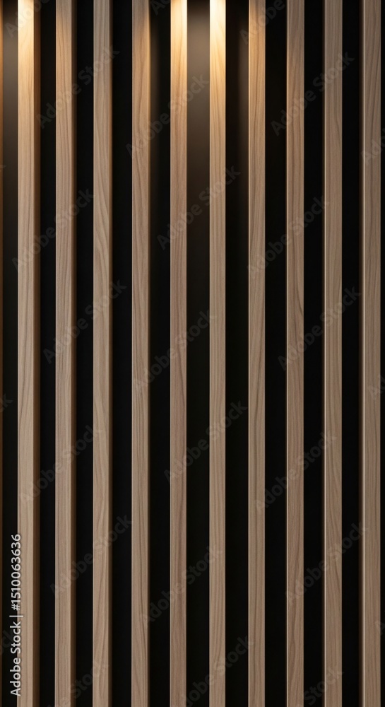 Obraz premium Abstract striped design in black and beige, illuminated with vertical lights