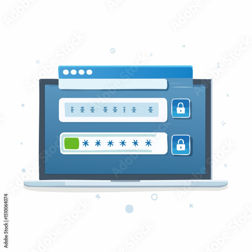 Secure Login Interface Design Password, Verification Code & Flat UI Vector Illustration