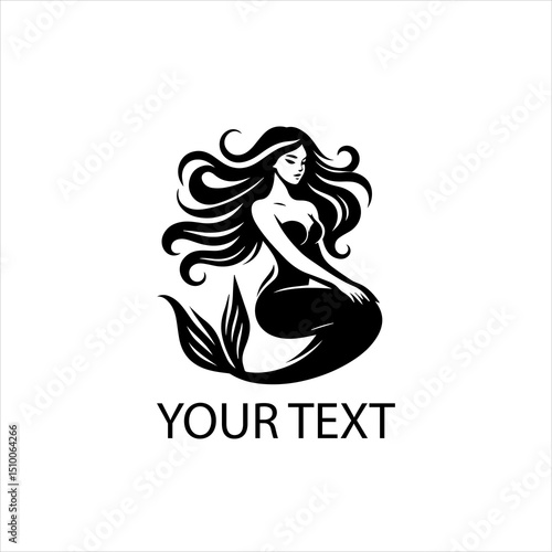 Elegant Mermaid Logo Vector Isolated on White Background