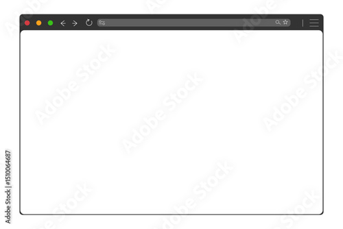 Web browser mockup window in light mode modern flat simple line. web interface blank. Frame screen webpage ui template, interface bar.
