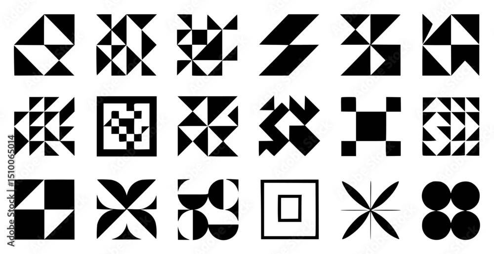 Geometric abstract shapes in black and white Geometric abstract shapes in black and white