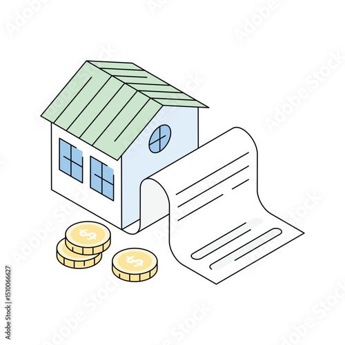 A captivating isometric icon of purchasing property