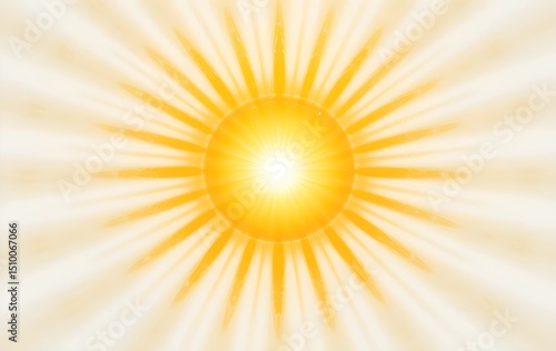 Radiant Burst of Golden Sunlight with Glowing Light Rays on White Background – High-Energy Abstract Sunbeam Illustration for Spiritual, Inspirational, and Nature Designs