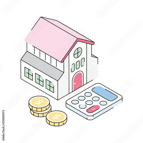 An isometric icon showcasing effective home budget planning