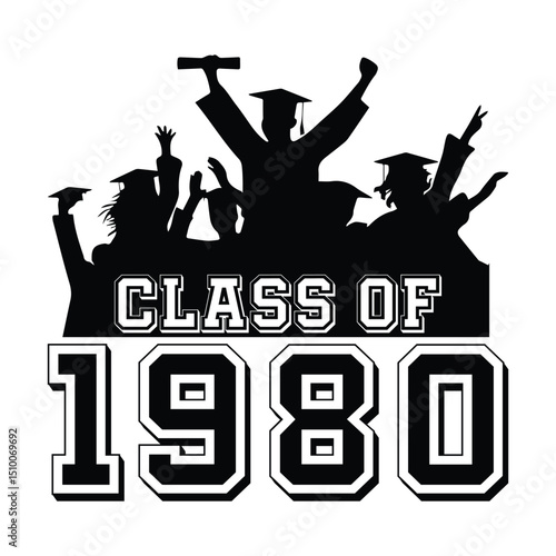 Class Of 1980 t shirt Design Vector, Vintage Class