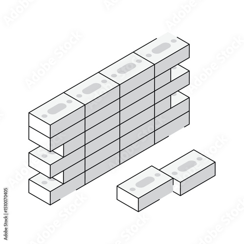 Check out this isometric icon of bricklaying work