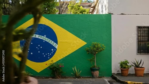 Brazilian flag painted on wall