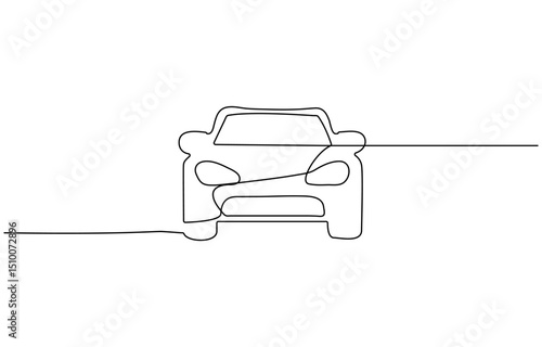 Continuous line drawing of modern car, Abstract small car in continuous line art drawing style. Minimalist black linear sketch, Modern city car continuous one line drawing.